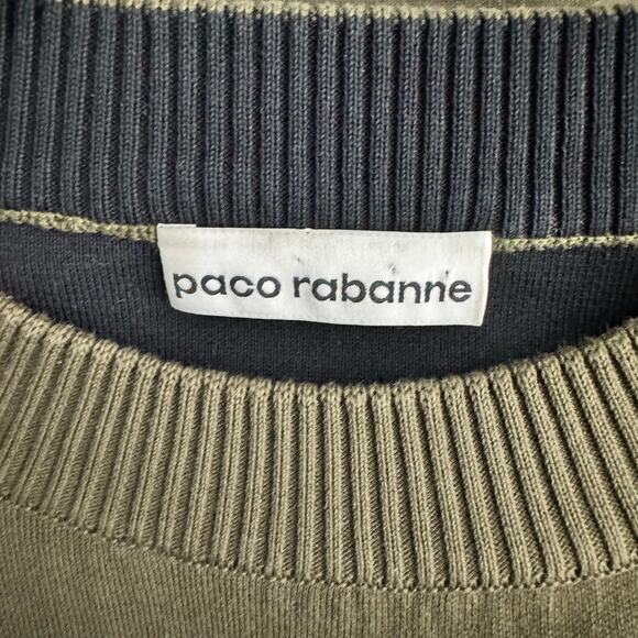 Paco Rabanne Oversized Cotton Side Zip Sweater Green Crewneck Size Medium - Picture 9 of 10